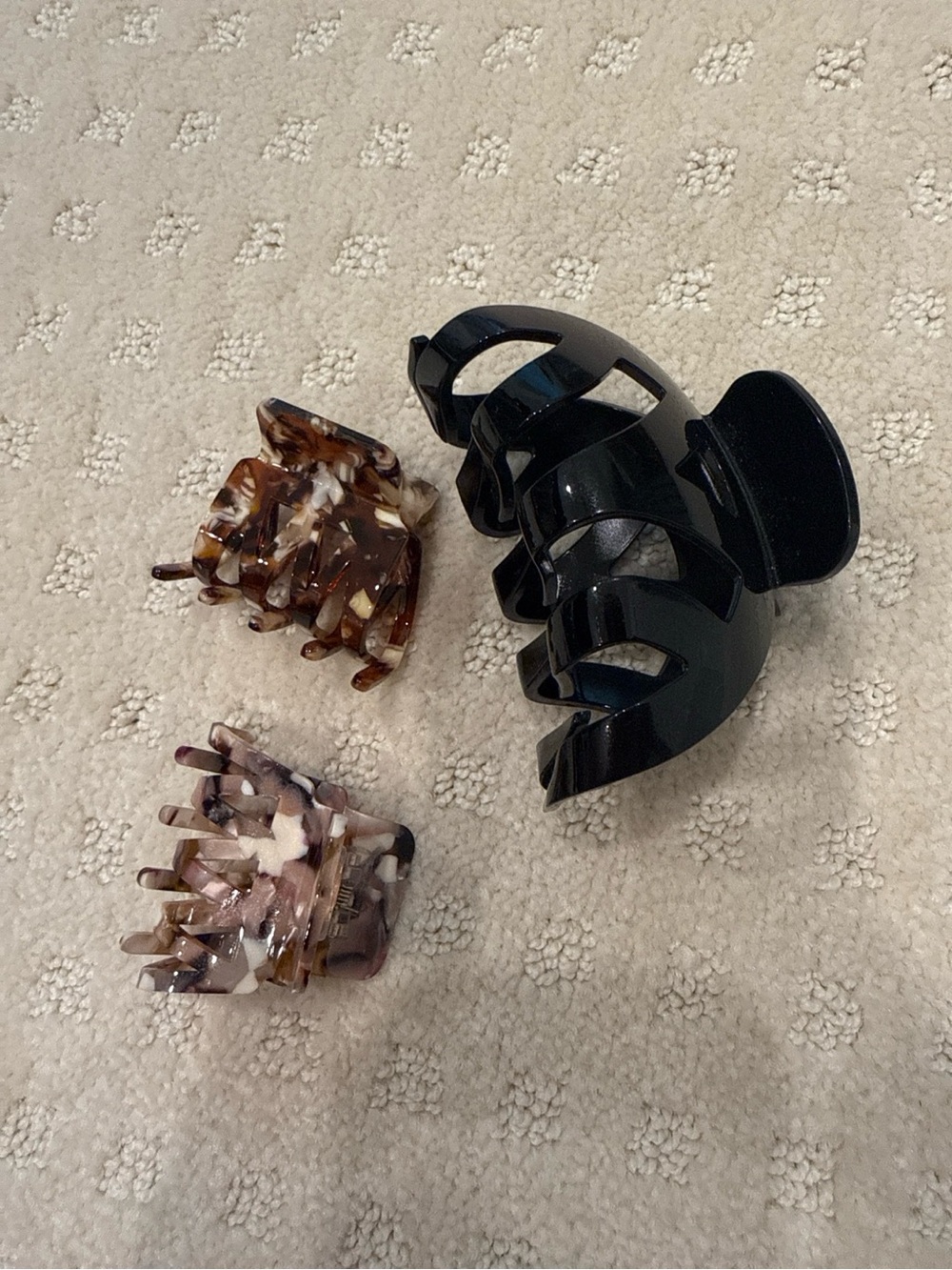 3 Pc Hair Claw Clip Bundle Black Tortoise Neutral Marble Large & Small